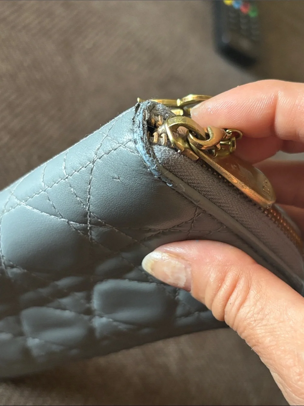 Dior Cloud Blue Quilted Lady Wallet with Gold Charms
